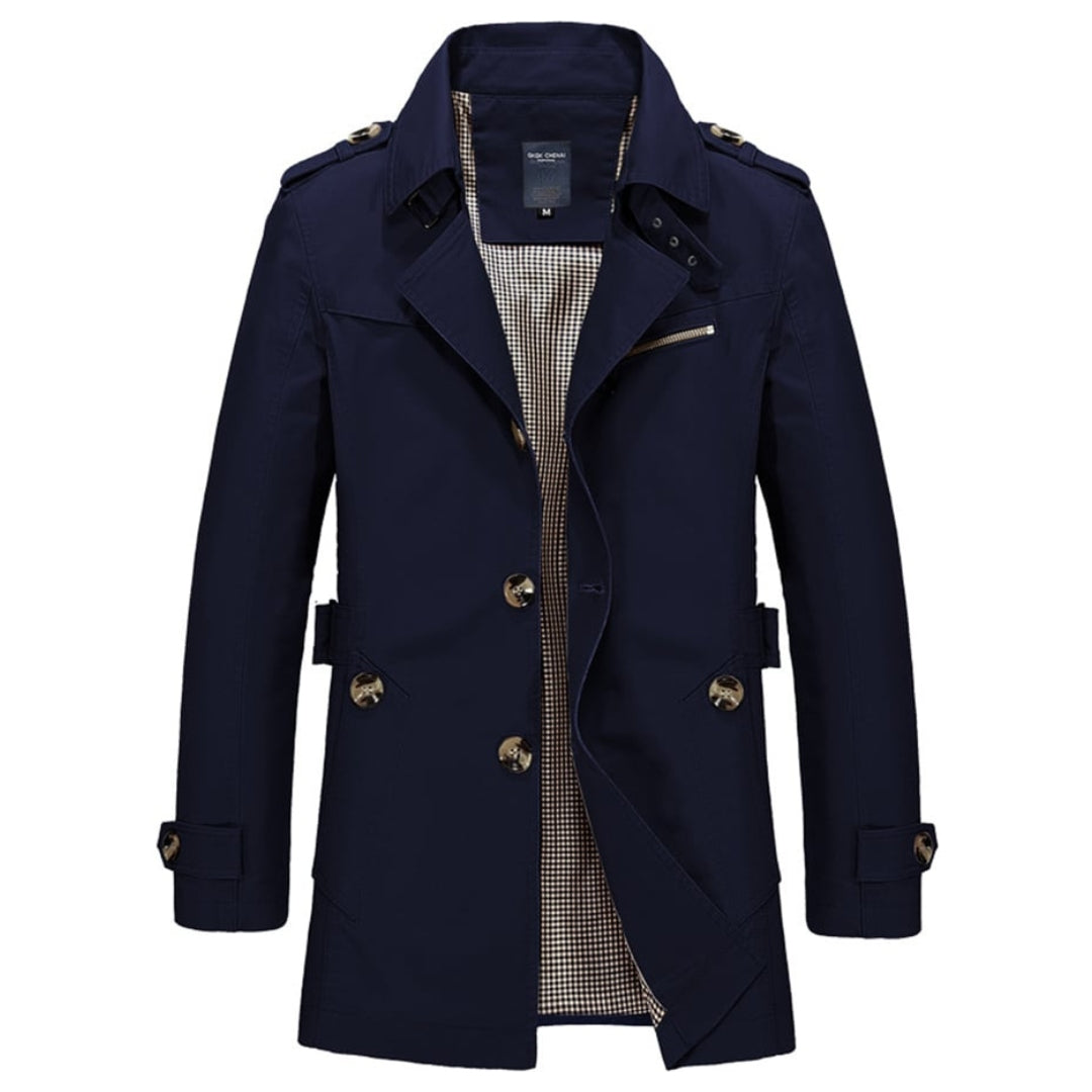Allen® | Heren Slim Fit Button Down Casual Trench Coat
