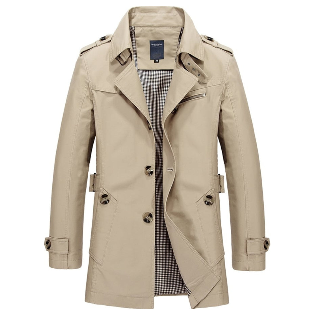 Allen® | Heren Slim Fit Button Down Casual Trench Coat