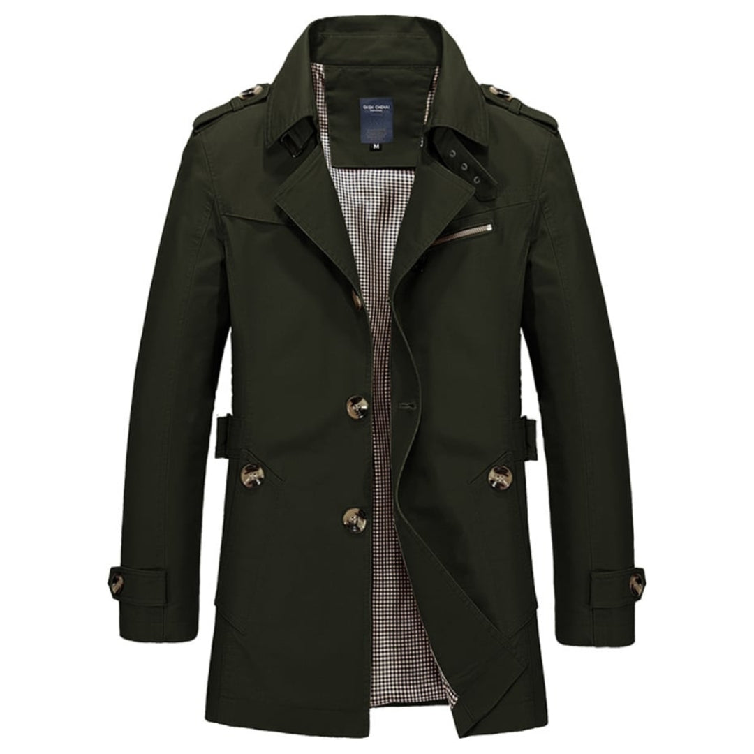Allen® | Heren Slim Fit Button Down Casual Trench Coat