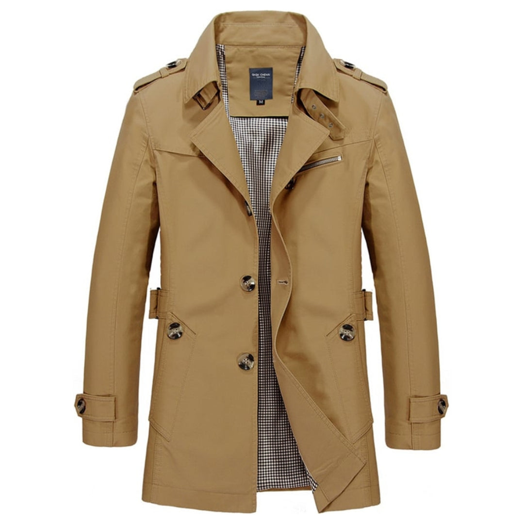 Allen® | Heren Slim Fit Button Down Casual Trench Coat