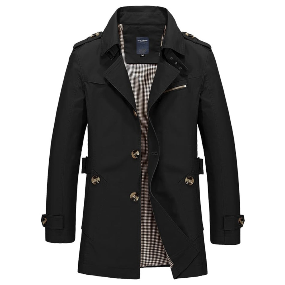 Allen® | Heren Slim Fit Button Down Casual Trench Coat