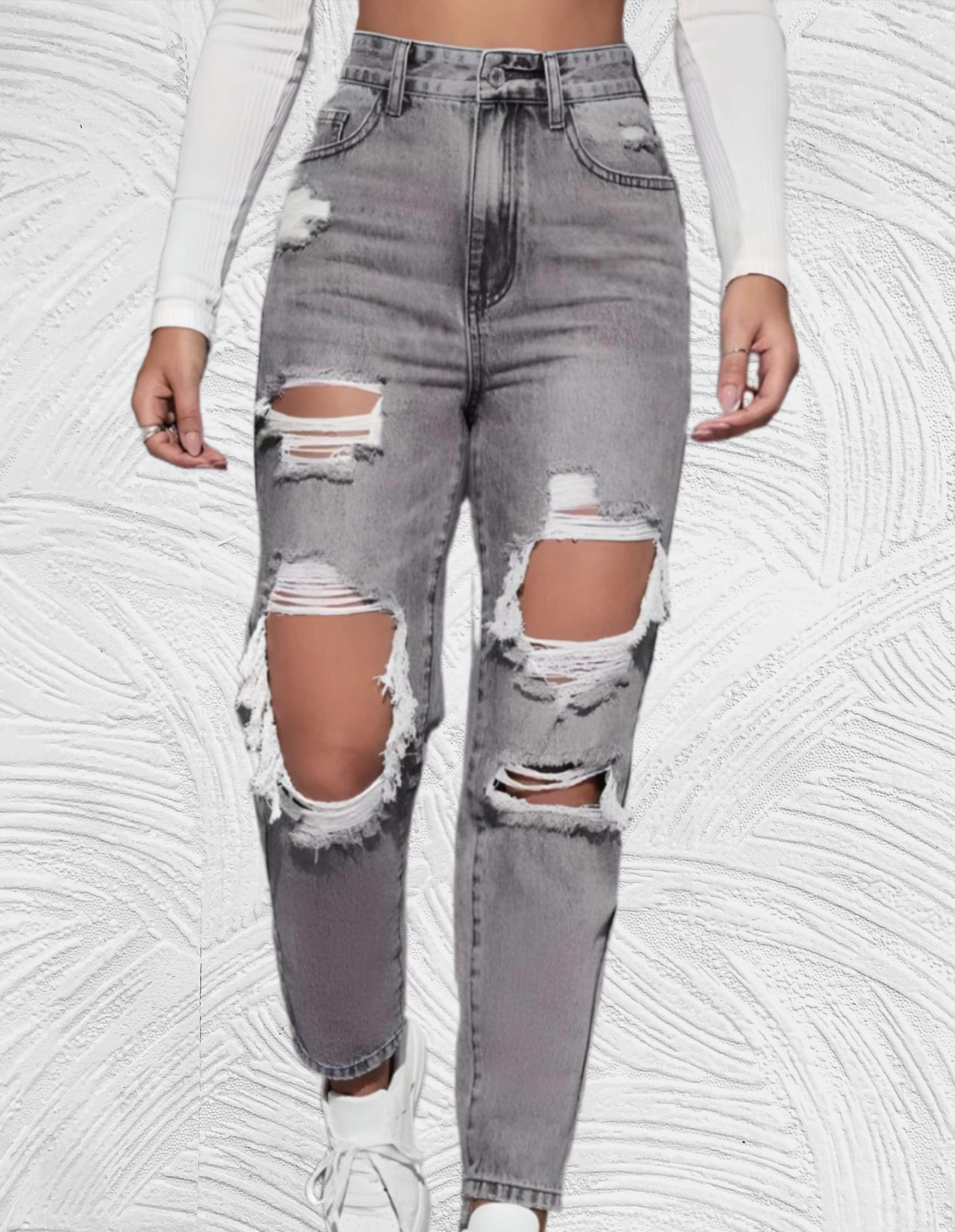 Lucy - Goed passende skinny jeans met gescheurd design en hoge taille - Miller-Mode